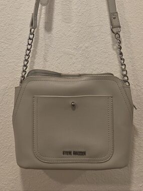 Steve Madden Light Gray Chain-Accent Crossbody Bag